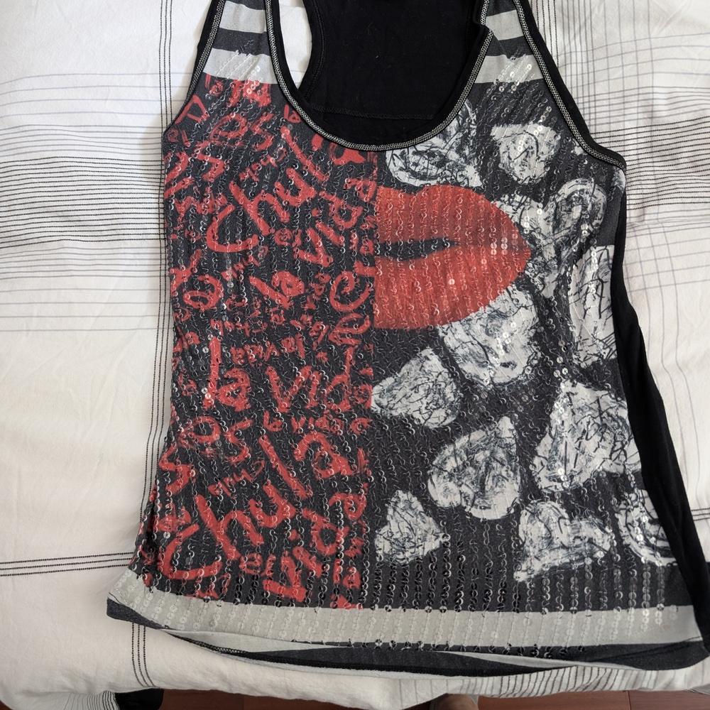 Desigual Black and Red Graphic Camisole